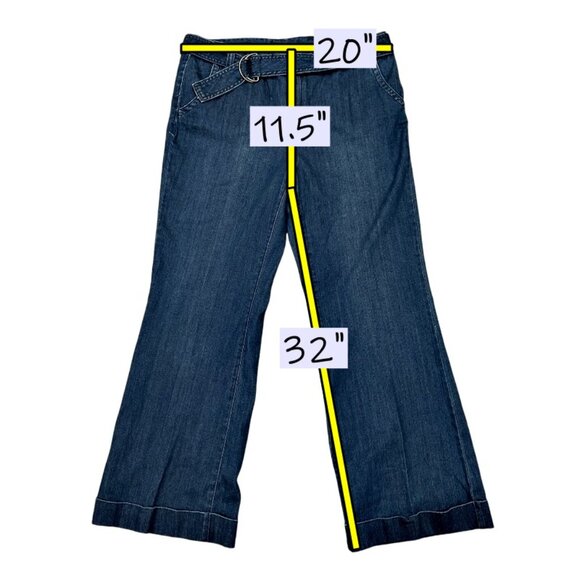 NEW ANA Jeans Size 16W Blue Wide Leg Stretch Denim Belted Cuffed Dark Wash - Picture 10 of 10